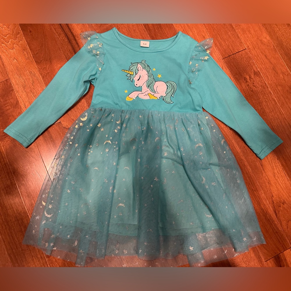 Unicorn Teal Kids Casual Dress